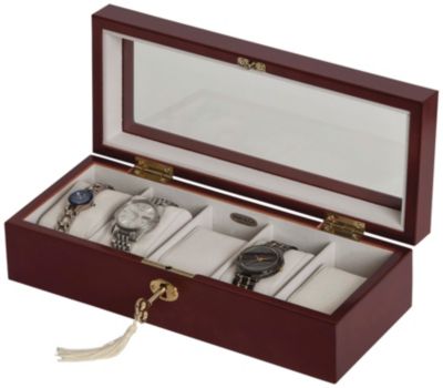 Mele & Co. Chase Glass Top Watch Box-Walnut