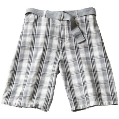 Beverly Hills Polo Club Mens Plaid Belted Short