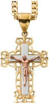 Goldtone Mens Crucifix Pendant
