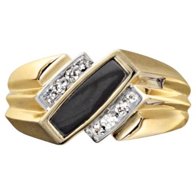 10K Gold Men&rsquo;s Onyx & Diamond Ring