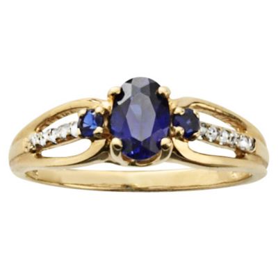 10K Gold Lab Created Gemstone & Diamond Ring