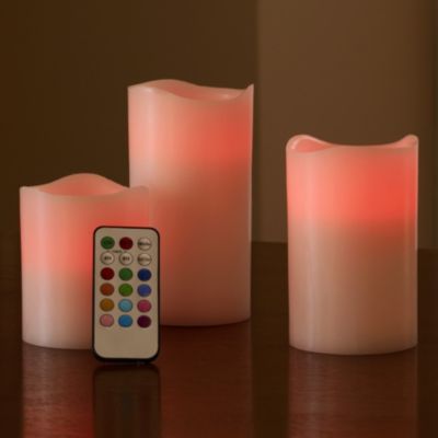 3 Pc Candle Set + Remote, Color Changing