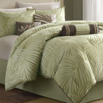 Madison Classics Bermuda Sage King 7pcs Jacquard Comforter Set Green 