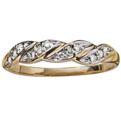 10K Yellow Gold 1/10 ct tw Diamond Wrap Ring