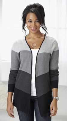 Lea Apparel Women's Stripe Cardigan