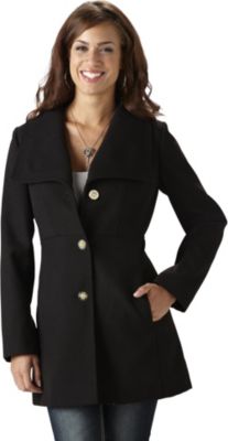Jessica Simpson Misses' Wing Collar Faux Wool Coat