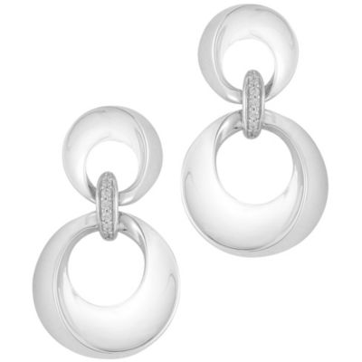 Argentium Silver Diamond Accent Dangle Earrings