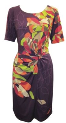 Ronni Nicole Misses Short Sleeve Plum Floral Dress
