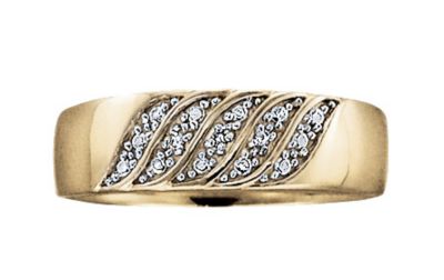 18K Gold over Silver Mens Diamond Accent Band