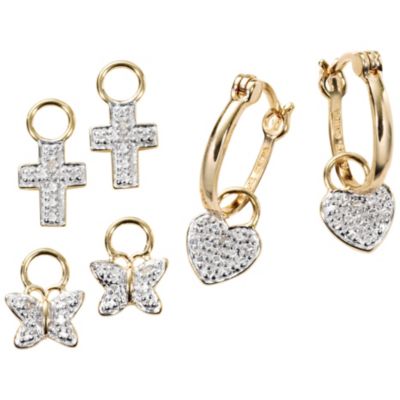 18K Gold Over Silver Interchangeable Hoop Earrings