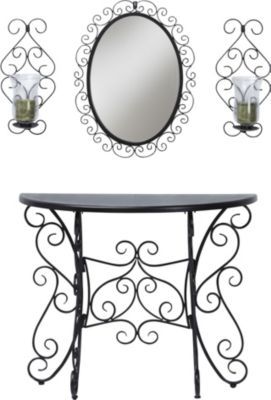 4 Pc. Scroll Console Table Black