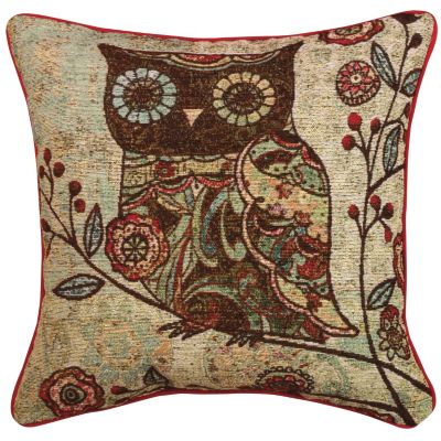 Milo Collection Owls Tapestry Throw Pillow 17 In.