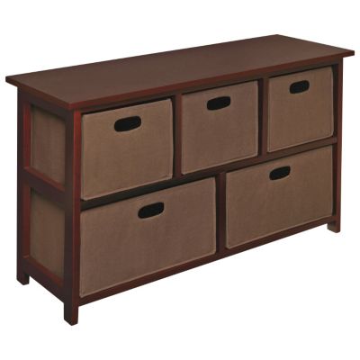 Badger Basket Company 5 Bin Storage Unit Cherry