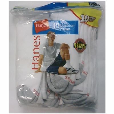 Hanes Mens Crew Sock 10 pk