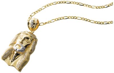 Men's Two-Tone CZ Head of Christ Pendant