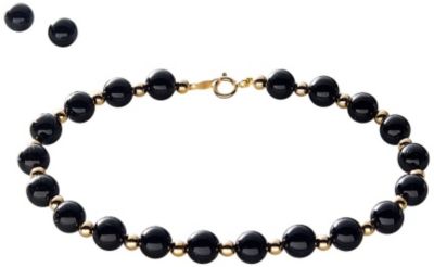 10K YG Black Onyx Earrings and Bracelet