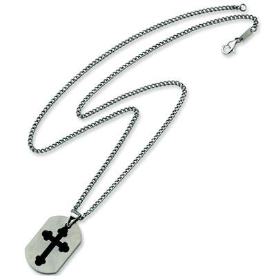 Men's Chisel Stainless Steel Black Cross Pendant