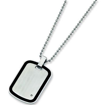 Men's Chisel Stainless Steel Dog Tag w Blk Border