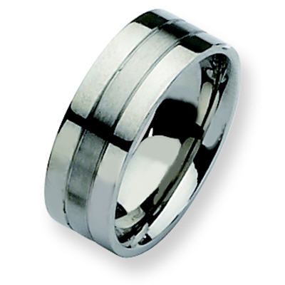 Chisel Men's Stainless Steel Grooved Band 8mm
