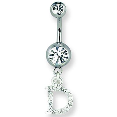 Stainless Steel Cubic Zirconia Initial Belly Ring