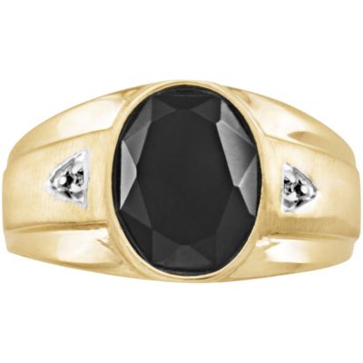 Men's 10K Gold Genuine Black Onyx Oval Ring