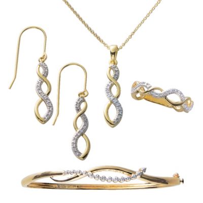 Save 30% 18K Gold/Silver 4Pc Infinity Jewelry Set