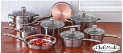 Chef's Mark 14pc Stainless w/Copper Cookware Set