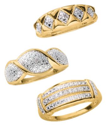 18K Gold Over Silver 3-Piece Ring Set