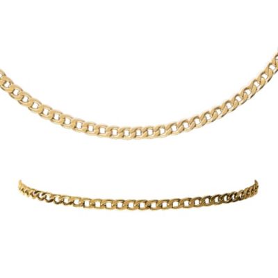 gold link bracelet. 10K Gold Curb Link Necklace