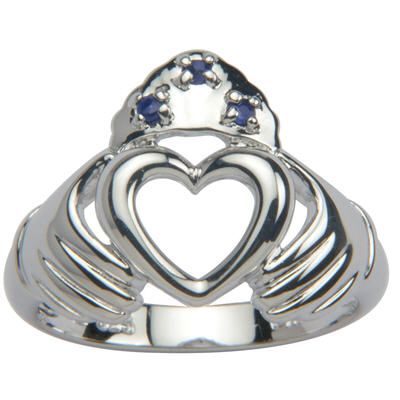 Sterling Silver Claddagh Sapphire Ring