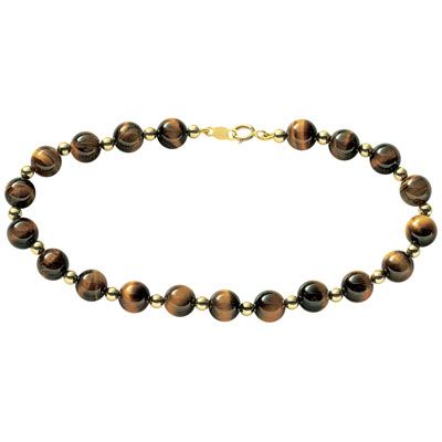 10K 6MM Tiger Eye Bead Earring/Bracelet