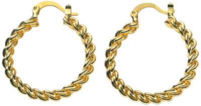 14K Gold Plated 5 Pair Hoop Earring Set