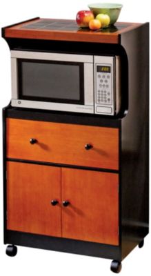Blk/Cherry Microwave Cart Tltp