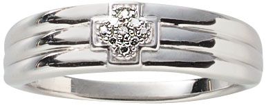 Men's Sterling Silver Diamond Accent Wedding Band