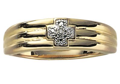 Men's 18K Gold Over Silver Cross Wedding Band