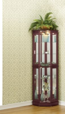 Corner Curio in Cherry 5 Sided