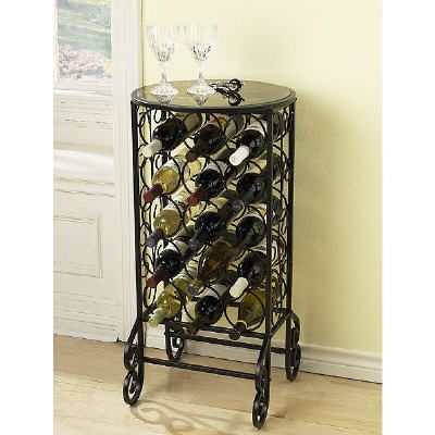 Scroll Iron Glass Top Wine Table
