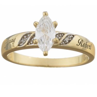 18K Gold Over Silver Marquise CZ Couples' Ring