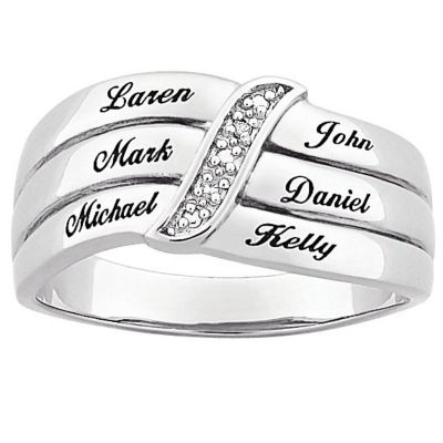 SS Mothers Name Ring-Diamond Accent