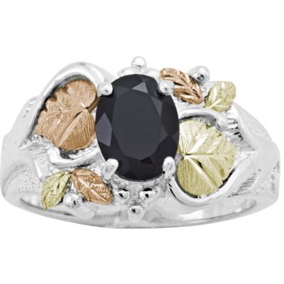 Black Hills Gold Sterling Silver Onyx Ring