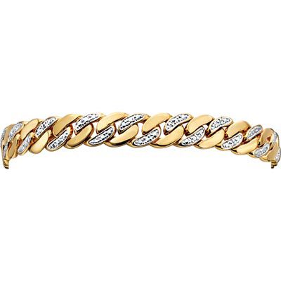 18K Gold Over Silver Men's Diamond Accent Bracelet