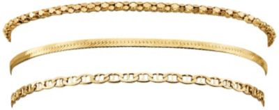24K Gold Over Silver 3-Piece Bracelet Set