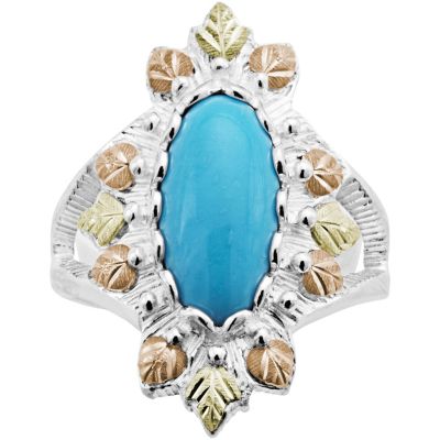 Black Hills Gold Sterling Silver Turquoise Ring