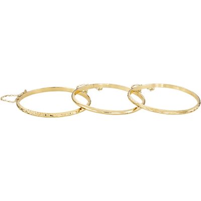 24K Gold Over Silver 3-Piece Bangle Set