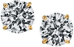 14K Gold Over Silver CZ 2-Pair Stud Set