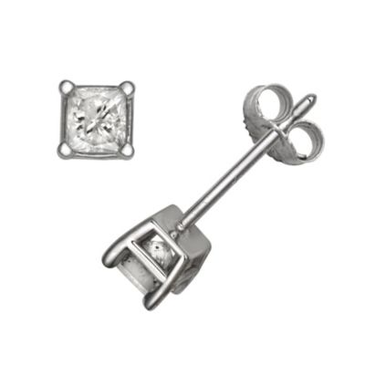 14K Gold 1/2 ct tw Princess Cut Diamond Studs
