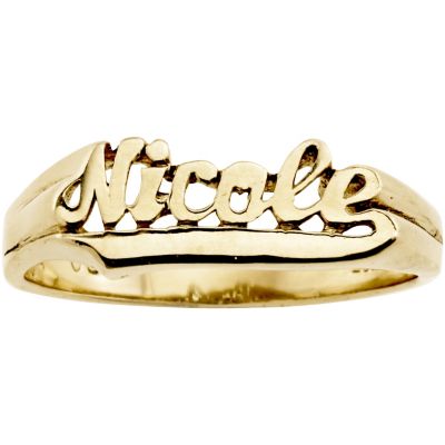 18K Gold Over Sterling Silver Script Name Ring