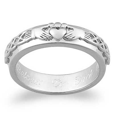 Unisex Sterling Silver Claddagh Band