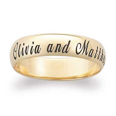 Unisex 18K Gold Over Silver Message Band 5mm