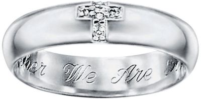 Unisex Sterling Silver CZ Cross Band